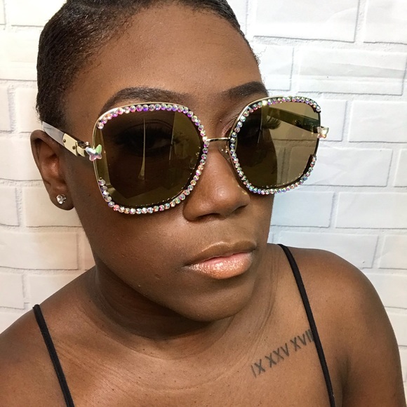 Brown bling shades with rhinestones - Picture 5 of 6